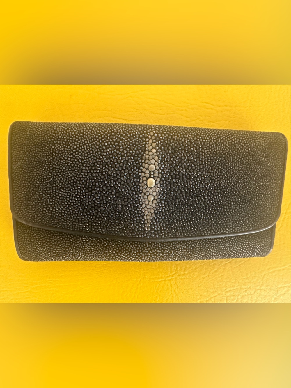 Real StingrayTexture Foldover long Wallet